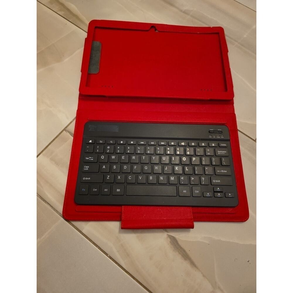 Bluetooth Tablet Keyboard Folio Case Red Model KBT13 Wireless QWERTY Slim F1 - Picture 12 of 16